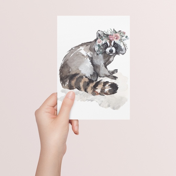 Raccoon Wall Art Watercolor Illustration Print Poster Unframed - Picture 7 of 10